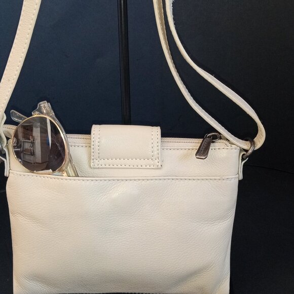 HEXAGONA PARIS Ivory Leather Crossbody Organizer Flat Profile - Picture 7 of 16